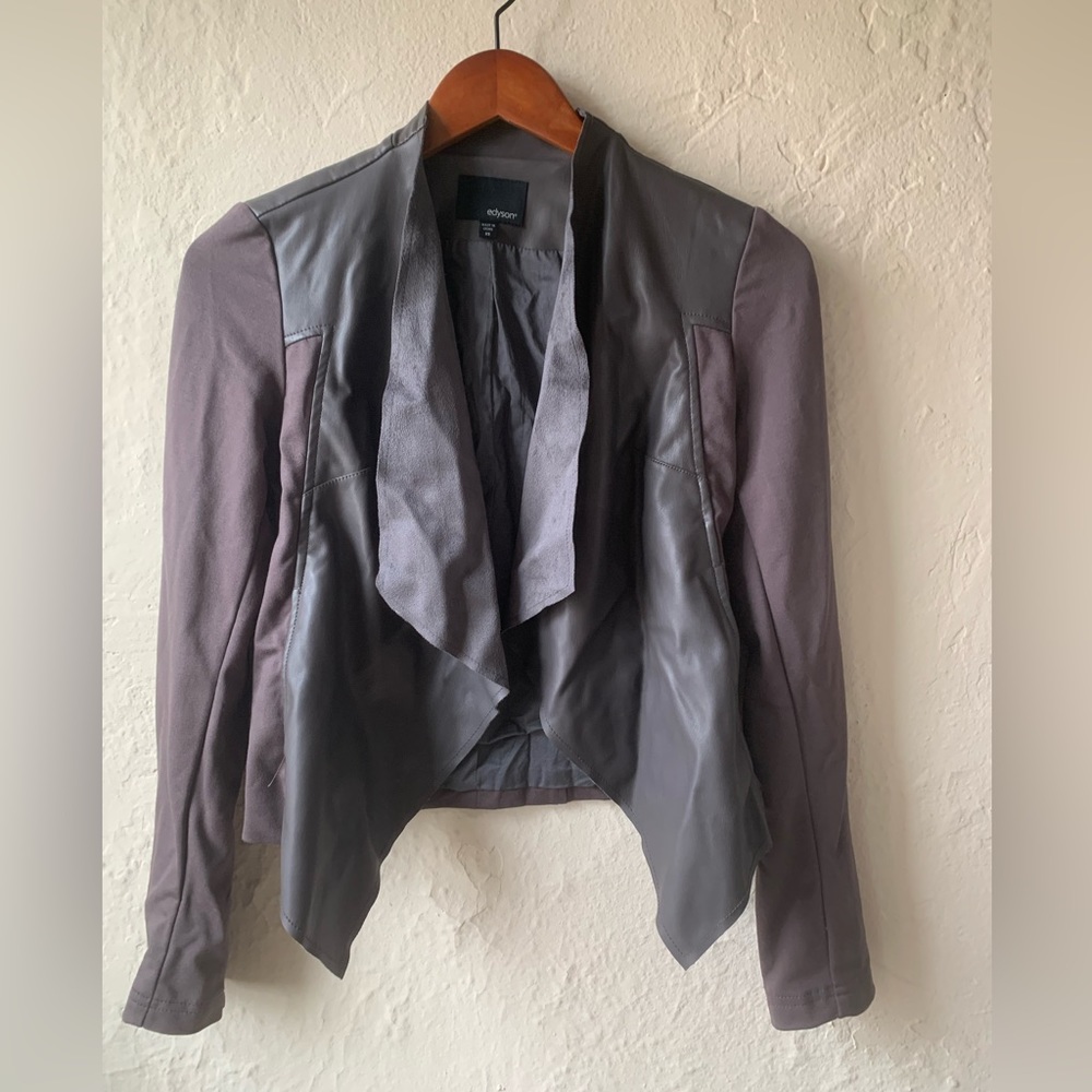 Edyson  Faux Leather/Suede Open Jacket/Blazer